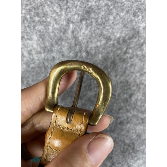 Trafalgar Belt Mens Size 30 Green Surcingle Canvas Leather Tabs Brass Buckle - Picture 10 of 13